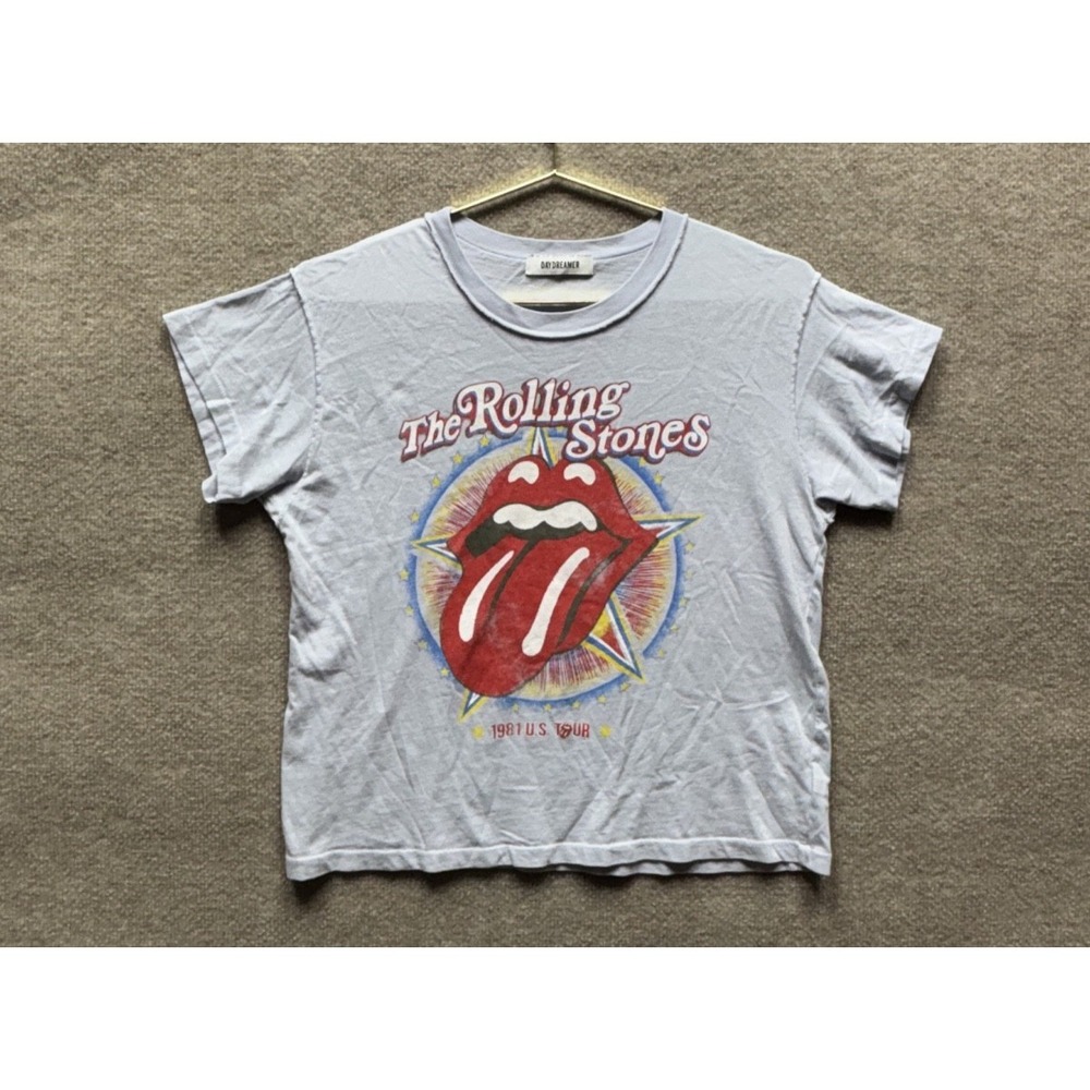 Daydreamer Short Sleeve T-Shirt Women Small Light Blue Rolling Stones Crew EUC